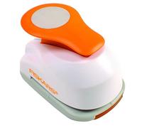 Fiskars Perforatore a leva con motivo, Cerchio, Ø 2,5 cm, Per mancini e destrorsi, Acciaio di qualità/Plastica, Bianco/Arancione, Lever Punch, M, 1004748