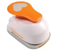 Fiskars Perforatore a leva, Cuore, Ø 2,5 cm, Per mancini e destrorsi, Acciaio di qualità/Plastica, Bianco/Arancione, Lever Punch, M, 1004646