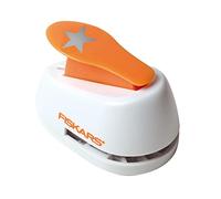 Fiskars Perforatore a leva, Stella, Ø 2,5 cm, Per mancini e destrorsi, Acciaio di qualità/Plastica, Bianco/Arancione, Lever Punch, M, 1004722