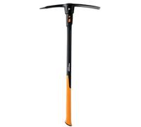 Fiskars Pro IsoCore Piccone e zappa a doppia estremità, manico ammortizzante da 91 cm, acciaio forgiato resistente per scavare e coltivare, arancione/nero
