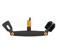 Fiskars Pulitore per grondaia con spazzola e raschietto regolabili, Larghezza: 4,5 cm, Nero/Arancione, QuikFit, 1001414