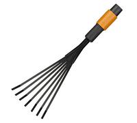 Fiskars Rastrellino, Testa di attrezzo, Con 7 denti, Larghezza: 12 cm, Denti in acciaio, Nero/Arancione, QuikFit, 1001412