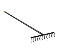 Fiskars Rastrello a denti curvi, 14 denti, Larghezza: 36 cm | Testa in acciaio al carbonio temprato/Manico in alluminio, Nero/Arancione, Solid, 1016036