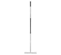 Fiskars Rastrello con 14 Denti, Ergonomic, Lunghezza: 154 cm, Larghezza: 30 cm, Denti in Acciaio al Boro Temprato/Manico in Alluminio, Nero/Grigio, 1077113
