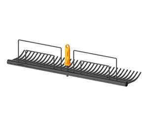 Fiskars Rastrello per Prato OneClick, Testa Larga in Acciaio per Foglie e Erba Tagliata, Cambio Facile con un Clic, Acciaio al Carbonio Temprato, Nero/Arancione, 1080680.