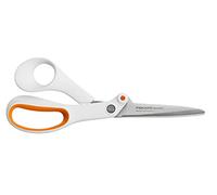 Fiskars Razor Edge Forbici multiuso, Lunghezza: 21 cm, Lama in acciaio inossidabile/Impugnature in plastica, Bianco/Arancione, Amplify, 1005223