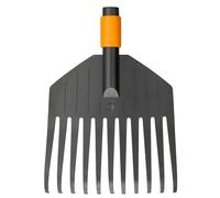 Fiskars Scopa da giardino piccola, Testa d'attrezzo, 11 denti, Larghezza: 21,3 cm, Denti in plastica, Nero/Arancione, QuikFit, 1000659