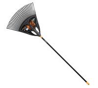 Fiskars Scopa per foglie, 27 denti, Larghezza: 65 cm, Denti in plastica/Manico in alluminio, Nero/Arancione, XL, Solid, 1015645