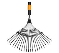 Fiskars Scopa per foglie, Testa di attrezzo, Con 20 denti, Larghezza: 56 cm, Denti in acciaio, Nero/Arancione, QuikFit, 1000644