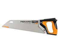 Fiskars Sega a Mano Pro per Legno, Laminati e PVC, Lunghezza della Lama: 38 cm, 9 TPI, Nero/Arancione, PowerTooth, 1062930
