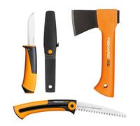 Fiskars Set da Campeggio, Ascia X5-XXS, 23 cm, Seghetto a Mano Xtract SW73