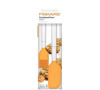 Fiskars Set da Forno, 2 Pezzi, Functional Form, Raschietto per Pasta con Testa in Silicone, Lunghezza: 27,5 cm, Spazzola in Silicone, Lunghezza: 19 cm, Plastica/Silicone, Arancione/Bianco, 1023616