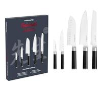 FISKARS, Set di Coltelli, 5 Pezzi, Coltello da Cuoco, Coltello per il Pane, Coltello Santoku, Coltello per Verdure, Coltello per Sbucciare, Acciaio Inox ad Alto Tenore di Carbonio/Plastica, 1025845