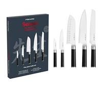 FISKARS, Set di Coltelli, 5 Pezzi, Coltello da Cuoco, Coltello per il Pane, Coltello Santoku, Coltello per Verdure, Coltello per Sbucciare, Acciaio Inox ad Alto Tenore di Carbonio/Plastica, 1025845