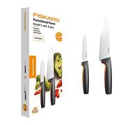 Fiskars Set di coltelli da cucina, 2 pezzi, Functional Form, Inclusi Coltello da cucina (grande), Coltello per verdura, Acciaio inox giapponese/Plastica, 1057557