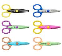 Fiskars Set di Forbici Decorative per Bambini, 6 Pezzi, Inclusa Custodia per il Trasporto, Lunghezza 13 cm, per Destrorsi e Mancini, a Partire da 4 Anni, Kidzors, 1003730