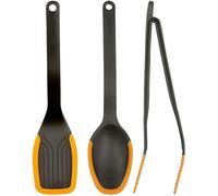 Fiskars Set Iniziale, 3 Pezzi, Utensili da Cucina, Functional Form | Pinze Multiuso, 29 cm, Cucchiaio da Cucina, 29 cm, Spatola, Plastica/Silicone, Nero/Arancione, 1027306