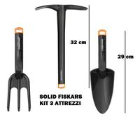 FISKARS SET ZAPPETTA PALETTA LARGA TRAPIANTATORE SARCHIELLO KIT 3 PEZZI