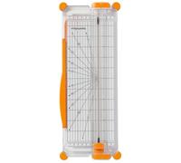 Fiskars Taglierina SureCut, A4, Base Stretta, Taglierina per Carta con Guida alla Linea di Taglio, Bianco/Arancio, 1077799