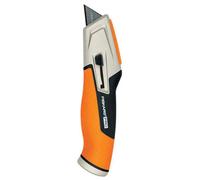 Fiskars Taglierino universale con lama retrattile, Lunghezza 17,7 cm, Acciaio inossidabile/Plastica, Nero/Arancione, CarbonMax, 1027223