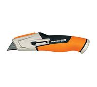 Fiskars Taglierino universale con lama retrattile, Lunghezza 17,7 cm, Acciaio inossidabile/Plastica, Nero/Arancione, CarbonMax, 1027223