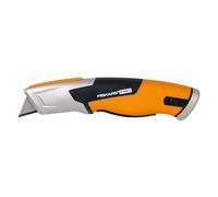 Fiskars Taglierino Universale di Sicurezza Pro con Lama Retrattile, Lunghezza 17,7 cm, Acciaio Inox/Plastica, Nero/Arancione, CarbonMax, 1062938
