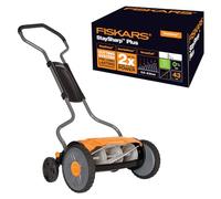 Fiskars Tosaerba Manuale, Tosaerba a Cilindro con Sistema di Taglio Senza Attrito diLlame, Larghezza di Taglio: 43 cm, StaySharp Plus, Nero/Arancione/Argento, 1015649