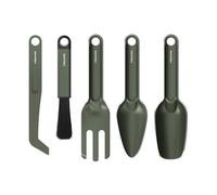 Fiskars Urban Plant Care Set di Attrezzi per Giardinaggio, 5 Pezzi, Kit All-in-One per Piante da Appartamento, Design Salvaspazio, Acciaio Inossidabile con Rivestimento a Polvere, Verde Oliva, 1080778