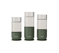 Fiskars Urban Plant Care Set di Vasi da Coltivazione, 3 Pezzi, Per la Propagazione di Talee, 3 Vasi di Vetro e 3 Supporti Metallici, Verde Oliva, 1080910