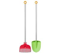 Fiskars Vanga e Rastrello per bambini, Set 2 in 1, Lunghezza: 88 cm, Teste in plastia rinforzata con fibra di vetro/Manici in alluminio, Verde/Arancione e Rosso/Arancione, MyFirst Fiskars, 1063038