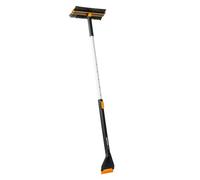 Fiskars X-Series Spazzola Telescopica e Raschietto per Ghiaccio, Doppie Setole, Raschietto con Bordo Duro e Morbido, 96-121 cm, Accessorio per Auto con Parti Sostituibili, 1078492