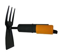 Fiskars Zappetta a due punte, Piatta e tridente, Testa di attrezzo, Lunghezza: 18,5 cm, Testa in acciaio, Nero/Arancione, QuikFit, 1000735