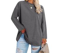 Fisoew Grandi Taglie a Maniche Lunghe da Donna, Oversize, Taglie Forti, Scollo Rotondo, Maglione Basic a Tunica., Grigio Scuro, XXL Plus