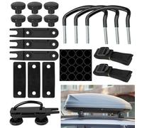 Fissaggio per Box da Tetto, 4 Pezzi Kit di Montaggio per Box da Tetto, Supporto da Parete a U Staffa Universale, con 8 Dadi Di Bloccaggio Per Impieghi Gravosi e 2 Bende, Larghezza Interna di 85mm