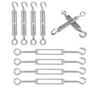 Fissaggio per Vela Parasole 10 Pezzi, Tenditori per Funi M5, Acciaio Inossidabile per Tenda a Vela OC, Tenda Parasole Shade Vela Hardware in Acciaio Inox 304, per Installazione di Amache, Argento