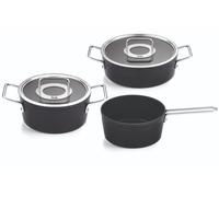 Fissler Adamant - Batteria di pentole in alluminio, 3 pezzi, pentole rivestite con coperchio in vetro, antiaderenti (1 pentola, 1 padella, 1 casseruola), compatibili induzione