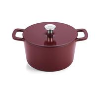 Fissler Collezione Moments, Rostiera Smaltata, Rotonda Diametro 24 cm, Pentola in Ghisa, Funzione Cocotte Aromastar, Compatibile Induzione, Rosso Bordeaux