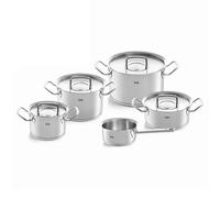 Fissler Original,Profi Collection Set di pentole in acciaio innx, 5 pezzi, con coperchio in metallo, 3 pentole, 1 rostiera, 1 tegame senza coperchio, adatte per cottura a induzione