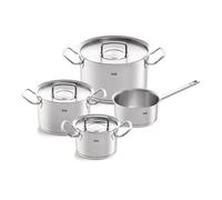 Fissler Original,Profi Collection Set di pentole in acciaio inox, 4 pezzi, con coperchio in metallo, 3 pentole, 1 tegame senza coperchio, adatte per cottura a induzione