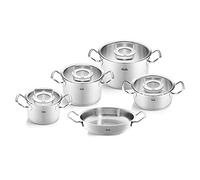 Fissler Original,Profi Collection Set di pentole in acciaio inox, 5 pezzi, pentole con coperchio in vetro 3 pentole, 1 padella e 1 padella da portata , induzione