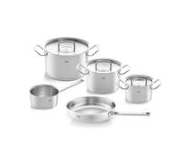 Fissler Original,Profi Collection Set di pentole in acciaio nox, 5 pezzi, con coperchio in metallo, 3 pentole, 1 padella senza rivestimento, 1 tegame senza coperchio, adatte per cottura a induzione