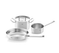 Fissler Original, Profi Collection Set die pentole in acciaio nox, 3 pezzi, con coperchio in metallo, 1 pentola, 1 padella senza rivestimento, 1 casseruola senza coperchio
