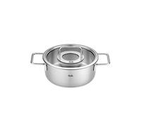 Fissler Pure Collection - Pentola per arrosto, in acciaio inox (diametro 24 cm, 3,9 L), con coperchio in vetro, scala graduata interna, compatibile induzione
