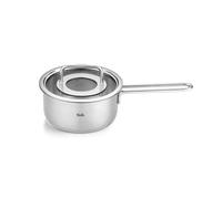 Fissler Pure Collection - Casseruola in acciaio inox (diametro 16 cm, 1,4 l) con coperchio in vetro, scala graduata, compatibile induzione