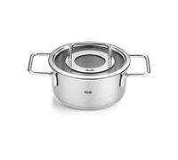 Fissler Pure Collection - Pentola in acciaio inox (diametro 16 cm, 1,9 L) con coperchio in vetro, scala graduata interna, compatibile induzione