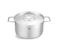 Fissler Pure Collection - Pentola in acciaio inox (diametro 24 cm, 5,7 L) con coperchio in metallo, scala graduata interna, compatibile induzione