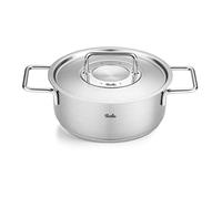 Fissler Pure Collection - Pentola per arrosto in acciaio inox (diametro 20 cm, 2,4 L) con coperchio in vetro, scala graduata interna, compatibile induzione