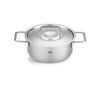 Fissler Pure Collection - Pentola per arrosto in acciaio inox (diametro 24 cm, 3,9 L) con coperchio in metallo, scala graduata interna, compatibile induzione