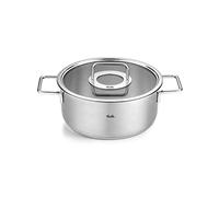 Fissler Pure Collection - Pentola per arrosto, in acciaio inox (diametro 24 cm, 3,9 L), con coperchio in vetro, scala graduata interna, compatibile induzione