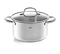 Fissler San Francisco Pentola in acciaio inox 1.9 L, 16 cm, con coperchio in vetro, bordo di versamento, scala di misurazione, cottura a induzione
